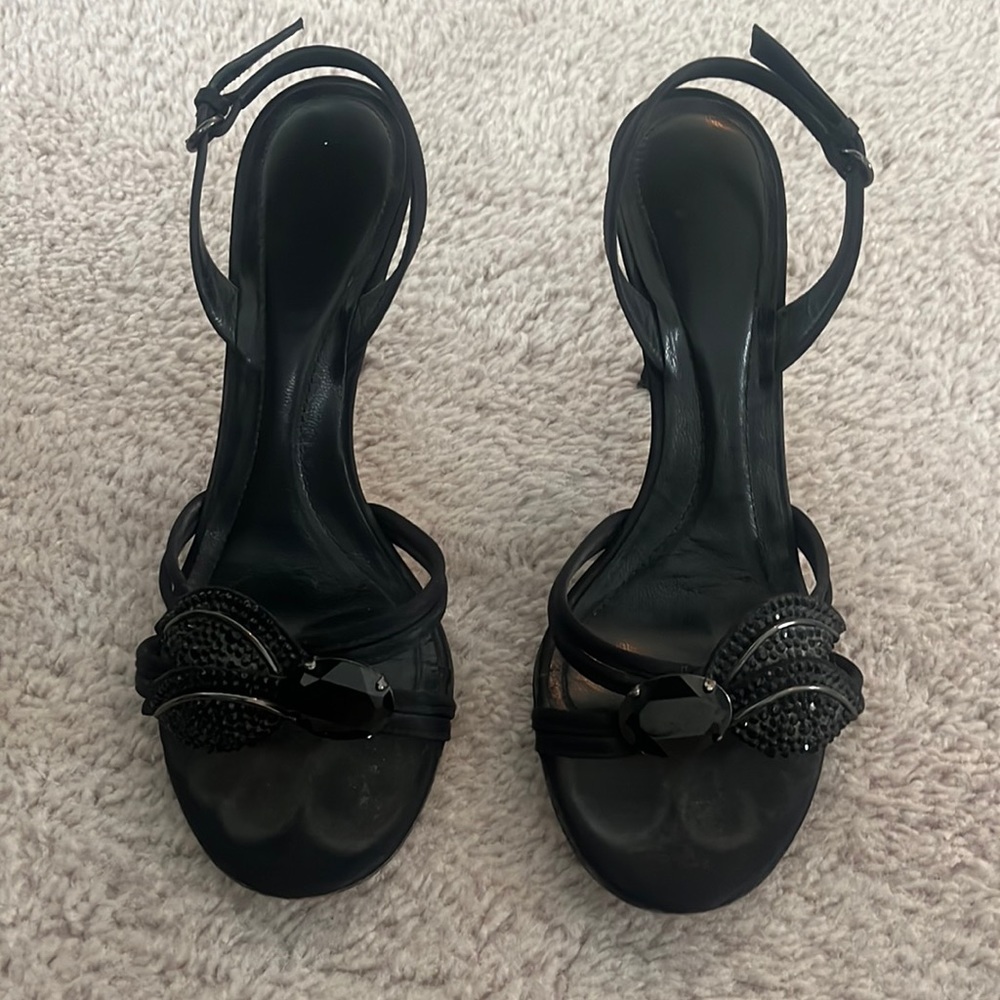 Rodo Black Strap Heels. 2 in heel.